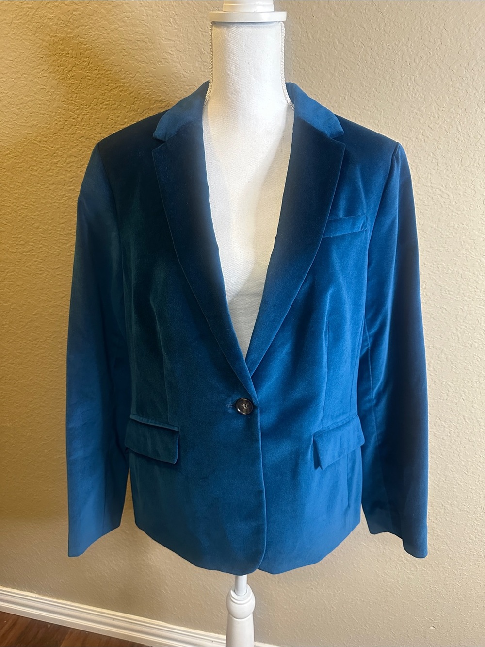 Talbots Velvet Single-Button Blazer - Teal